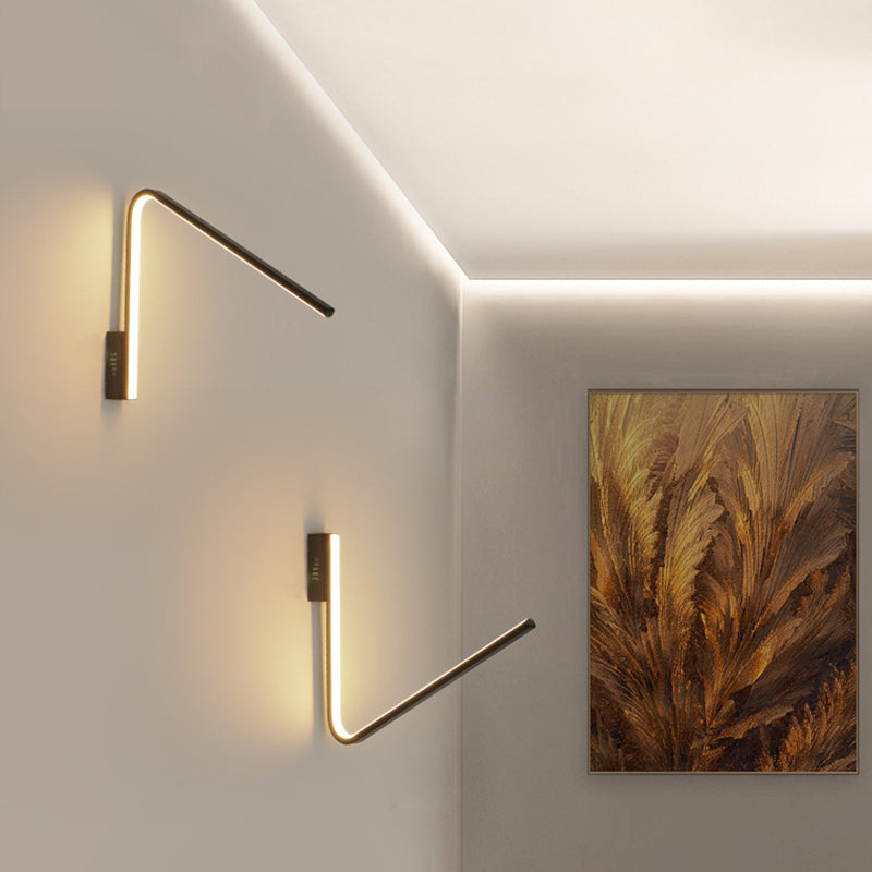 Lisslune | Minimalist V-shaped Wall Lamp Kit Silica Gel Corridor LED Wall Light in Warm/White Light, Black/White