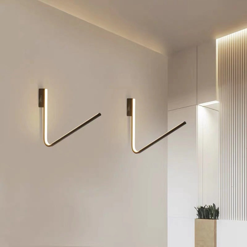 Lisslune | Minimalist V-shaped Wall Lamp Kit Silica Gel Corridor LED Wall Light in Warm/White Light, Black/White