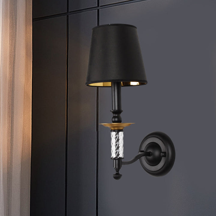 Skørter | Bucket Hallway Wall Light Fixture Traditional Fabric 1 Light Black Sconces with Tubular Acrylic Decor