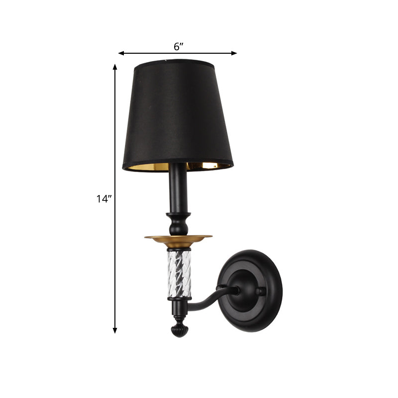 Skørter | Bucket Hallway Wall Light Fixture Traditional Fabric 1 Light Black Sconces with Tubular Acrylic Decor