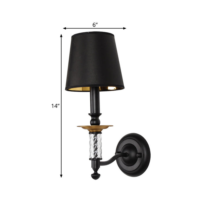 Skørter | Bucket Hallway Wall Light Fixture Traditional Fabric 1 Light Black Sconces with Tubular Acrylic Decor