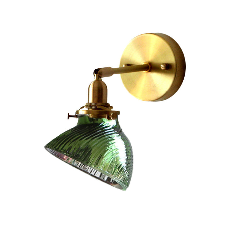 Skørter | 1 Light Wall Lamp Colonialism Curved Bowl Clear/Green Prismatic Glass Wall Fixture Lighting Fixture