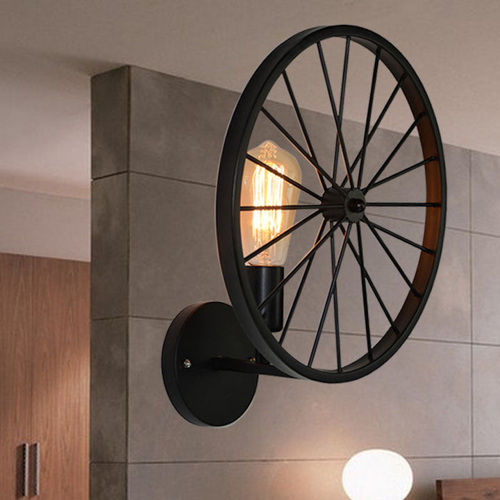 Lisslune | 1 Bulb Metal Wall Lighting Vintage Black Version Wheel Restaurant Wall Lamp