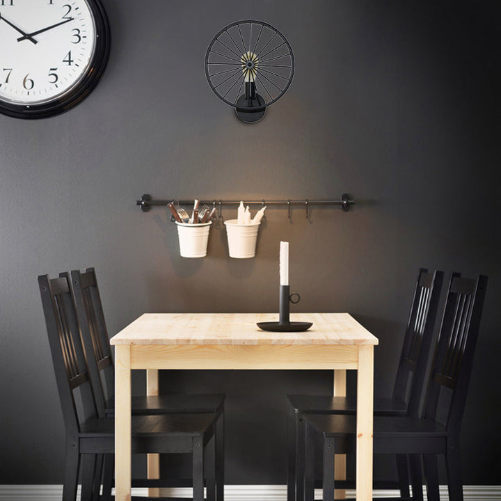 Lisslune | 1 Bulb Metal Wall Lighting Vintage Black Version Wheel Restaurant Wall Lamp