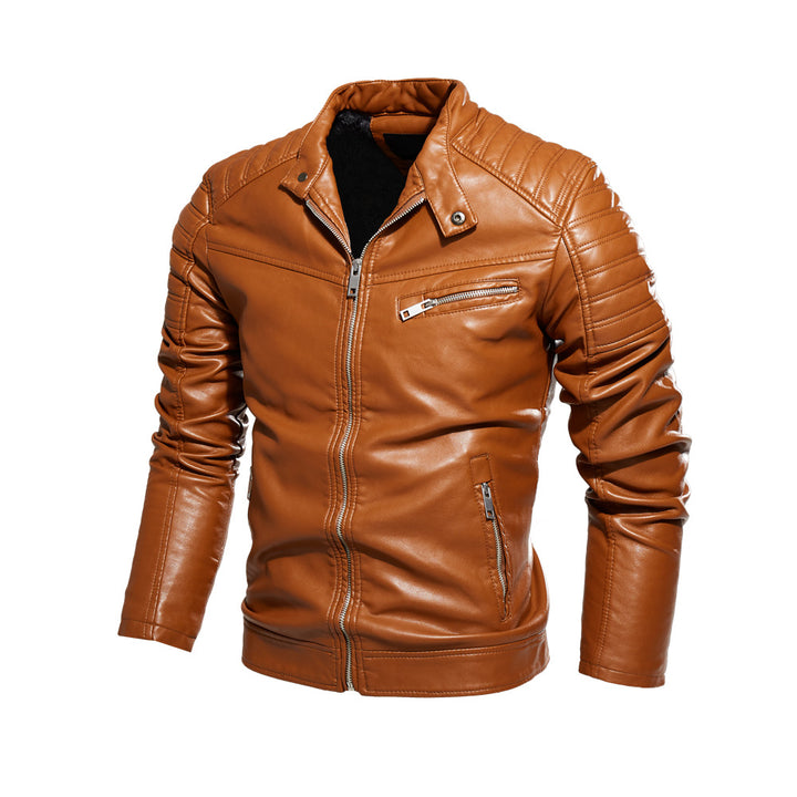 Men's synthetic leather jacket in stylish design with robust details Lisslune