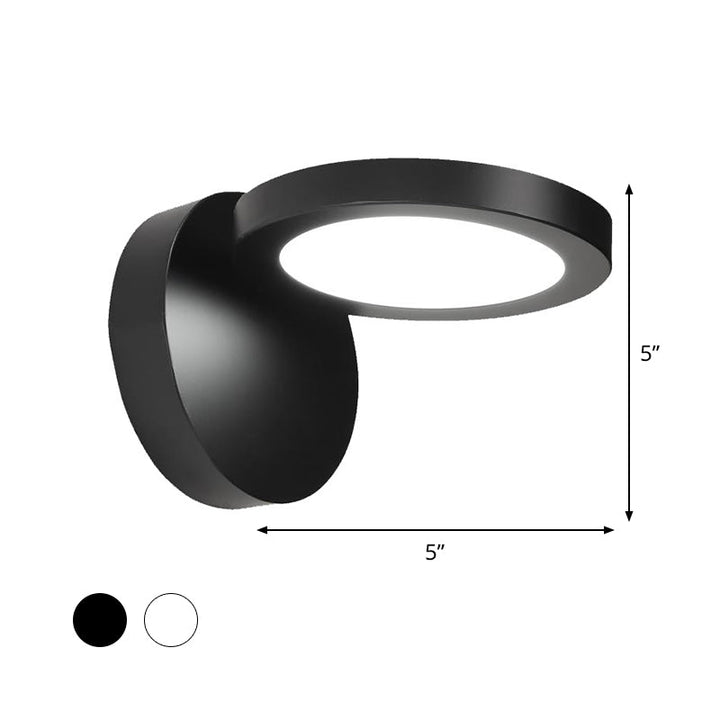Lisslune | Acrylic Rotating Lens Wall Light Simplicity White/Black LED Wall Lights Fixture in Warm/White Light
