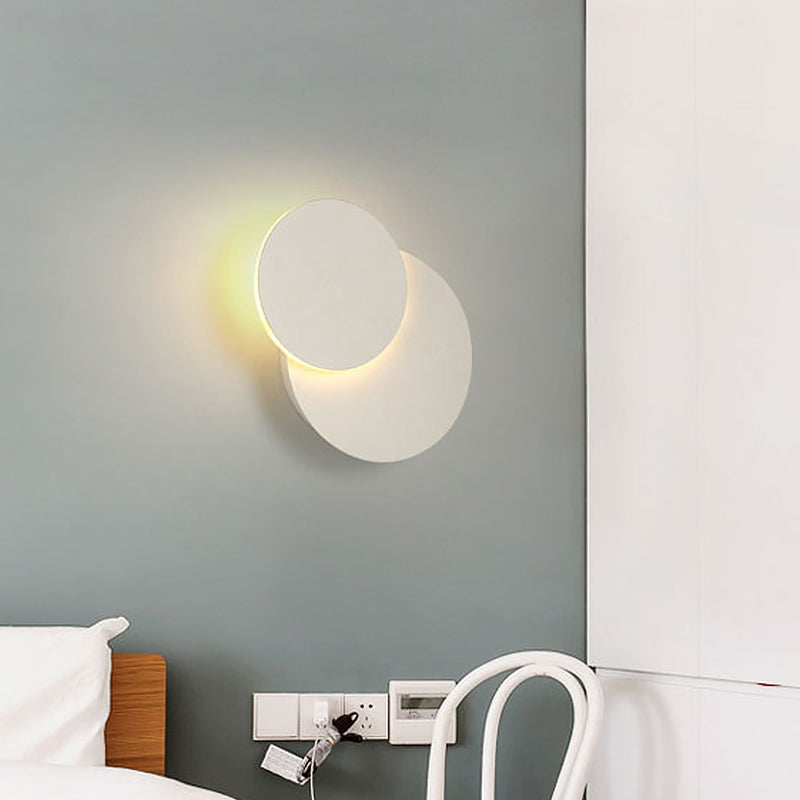 Skørter | Rotatable Disc Built-in Wall Lamp Nordic Metal Black/White LED Wall Lamp in Warm/White Light