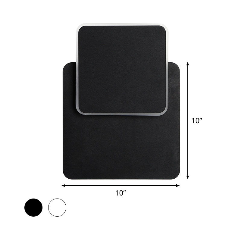 Lisslune | Nordic Squared Movable Wall Lamp Iron Living Room LED Ceiling Mount Wall Light in Black/White with Acrylic Shade, Warm/White Light
