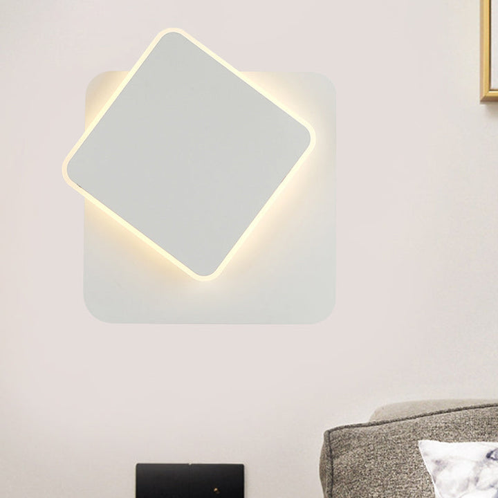 Lisslune | Nordic Squared Movable Wall Lamp Iron Living Room LED Ceiling Mount Wall Light in Black/White with Acrylic Shade, Warm/White Light