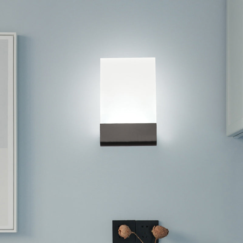 Lisslune | Rectangular Pad Wall Mount Light Minimalist Acrylic Black/White LED Wall Lamp for Nightstand, Warm/White Light