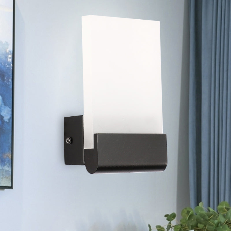 Lisslune | Rectangular Pad Wall Mount Light Minimalist Acrylic Black/White LED Wall Lamp for Nightstand, Warm/White Light