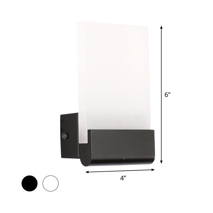 Lisslune | Rectangular Pad Wall Mount Light Minimalist Acrylic Black/White LED Wall Lamp for Nightstand, Warm/White Light