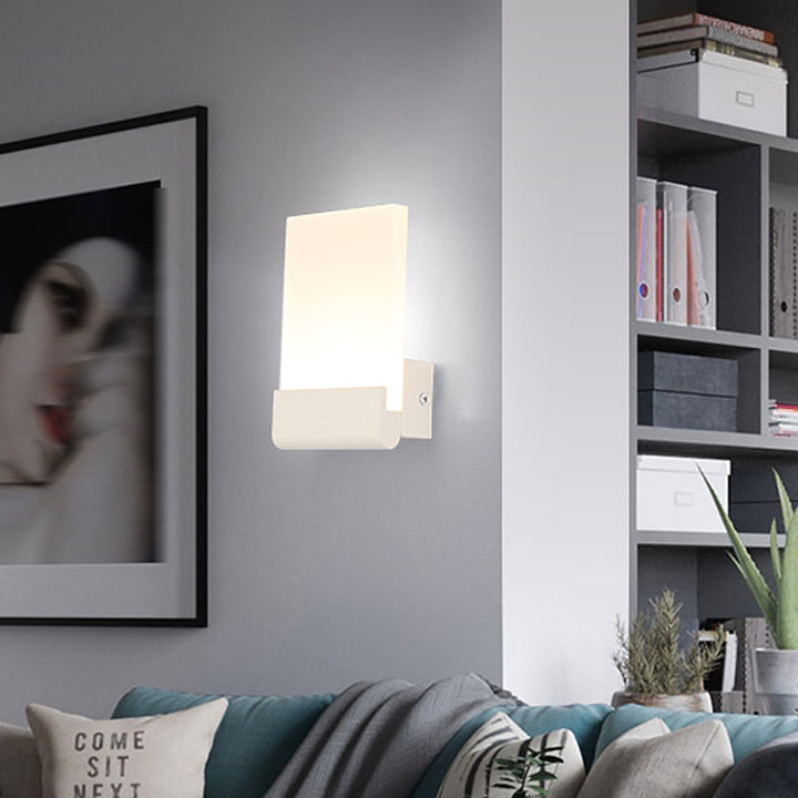 Lisslune | Rectangular Pad Wall Mount Light Minimalist Acrylic Black/White LED Wall Lamp for Nightstand, Warm/White Light