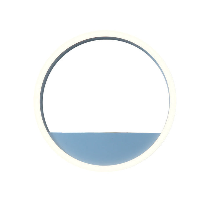 Lisslune | Iron Ring Flush Mount Wall Light Macaron Pink/Blue 12"/16" Wide LED Wall Lamp in Warm/White Light with Shelf Function
