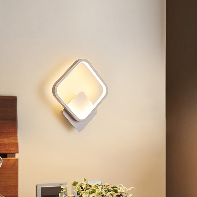 Lisslune | Fillet Square Ring Acrylic Wall Light Simplicity White LED Wall Mounted Lamp in Warm/White Light, 10"/12" Wide