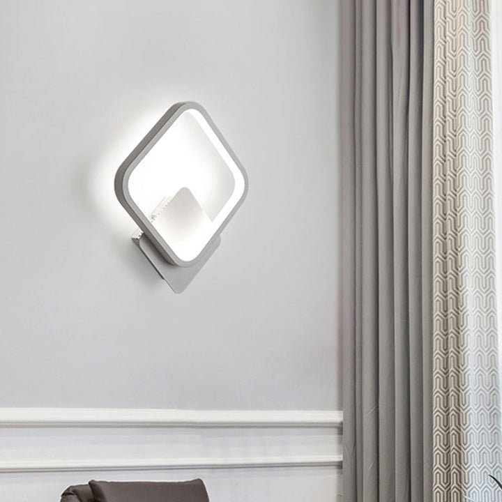 Lisslune | Fillet Square Ring Acrylic Wall Light Simplicity White LED Wall Mounted Lamp in Warm/White Light, 10"/12" Wide