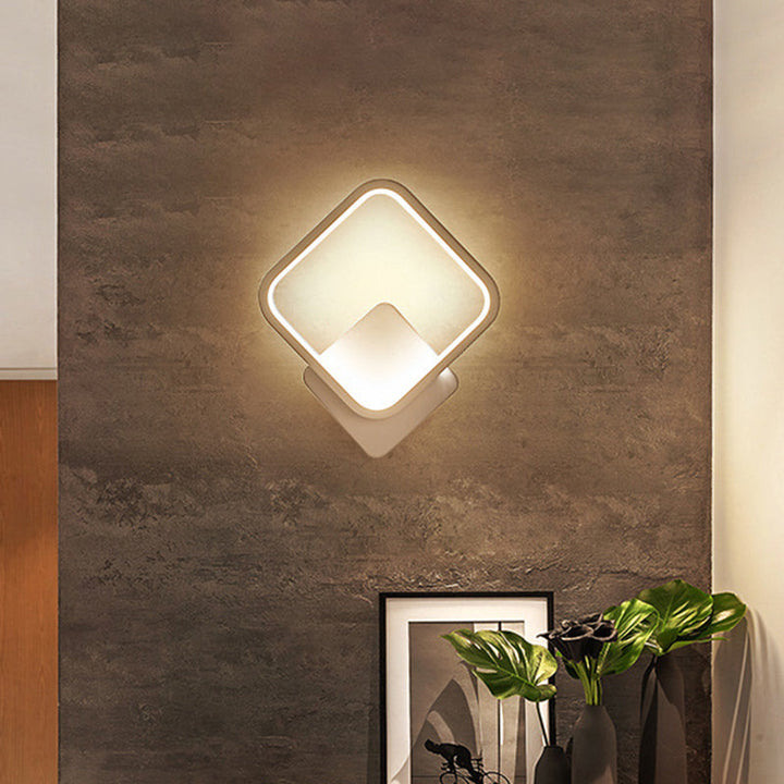 Lisslune | Fillet Square Ring Acrylic Wall Light Simplicity White LED Wall Mounted Lamp in Warm/White Light, 10"/12" Wide
