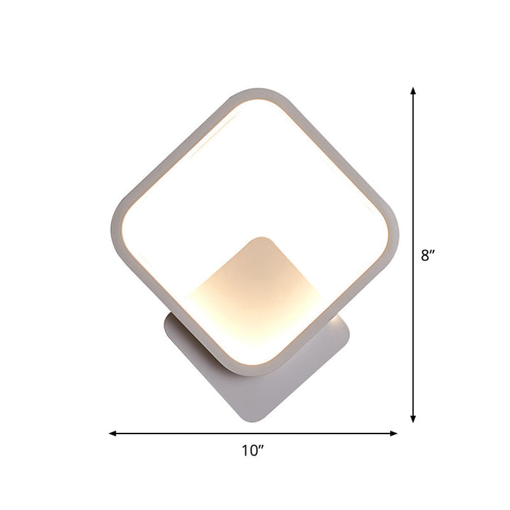 Lisslune | Fillet Square Ring Acrylic Wall Light Simplicity White LED Wall Mounted Lamp in Warm/White Light, 10"/12" Wide