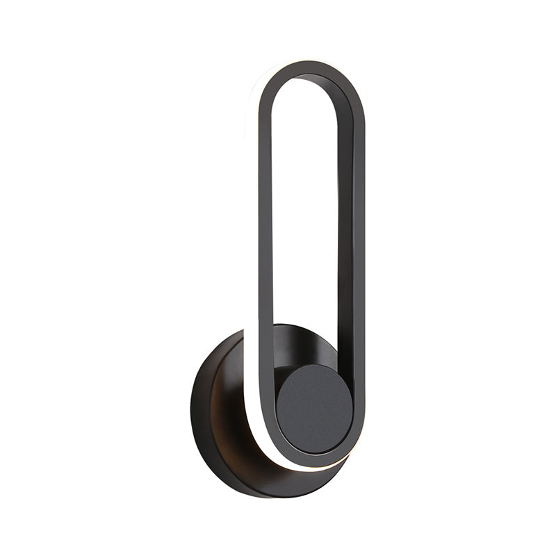 Lisslune | Nightstand LED Wall Light Simple Black/White Wall Light Kit with Oval Aluminum Frame, Warm/White Light