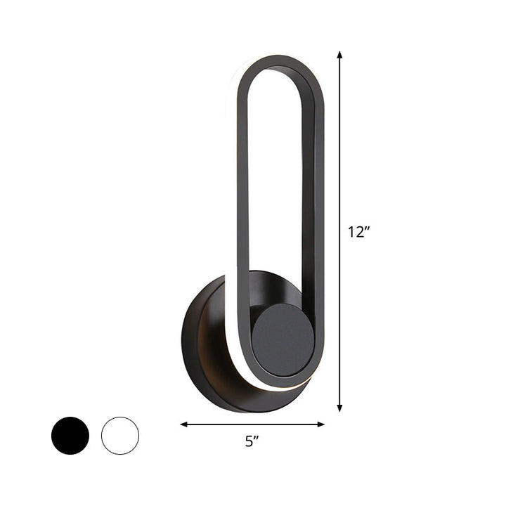Lisslune | Nightstand LED Wall Light Simple Black/White Wall Light Kit with Oval Aluminum Frame, Warm/White Light