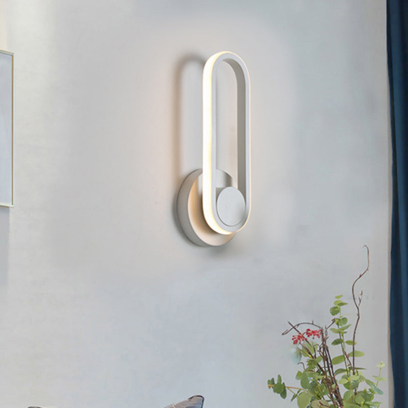 Lisslune | Nightstand LED Wall Light Simple Black/White Wall Light Kit with Oval Aluminum Frame, Warm/White Light