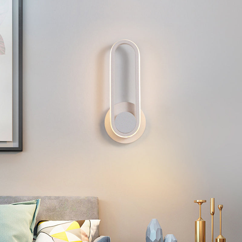 Lisslune | Nightstand LED Wall Light Simple Black/White Wall Light Kit with Oval Aluminum Frame, Warm/White Light