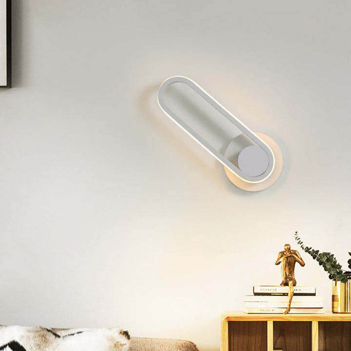 Lisslune | Nightstand LED Wall Light Simple Black/White Wall Light Kit with Oval Aluminum Frame, Warm/White Light