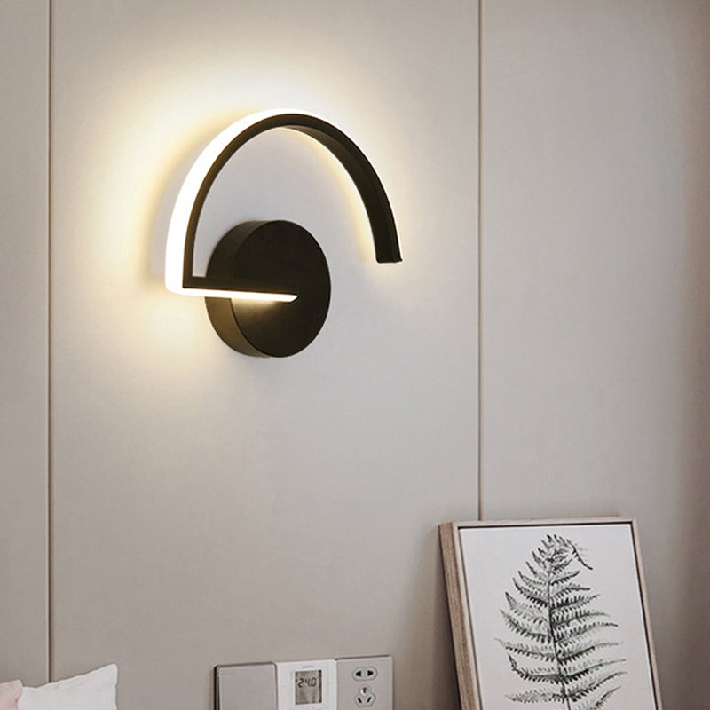 Lisslune | Minimalistic Half-Round Metal Wall Lamp Ideas LED Wall-Mounted Lighting with Open Design, Warm/White Light