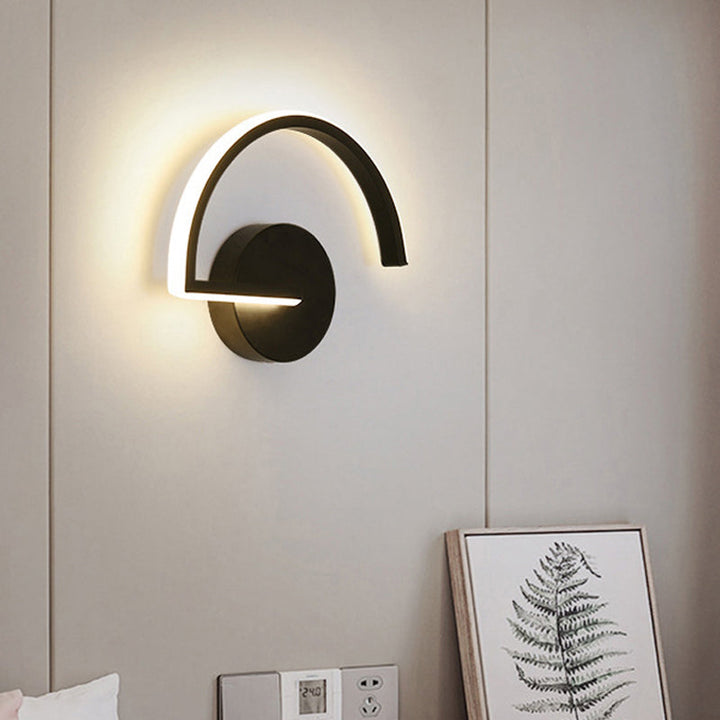 Lisslune | Minimalistic Half-Round Metal Wall Lamp Ideas LED Wall-Mounted Lighting with Open Design, Warm/White Light