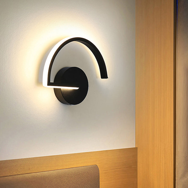 Lisslune | Minimalistic Half-Round Metal Wall Lamp Ideas LED Wall-Mounted Lighting with Open Design, Warm/White Light