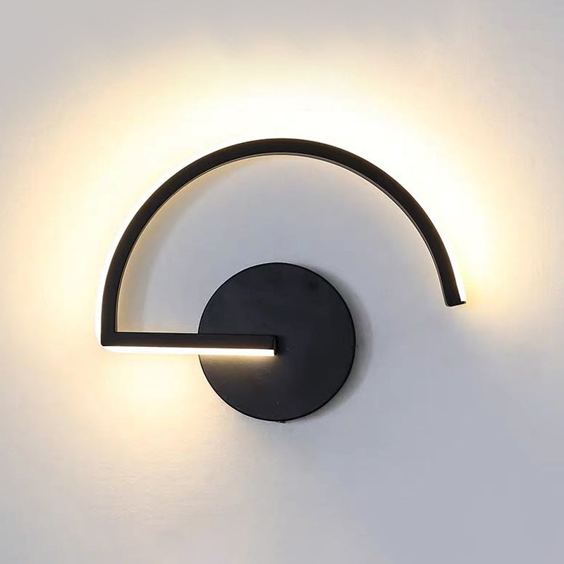 Lisslune | Minimalistic Half-Round Metal Wall Lamp Ideas LED Wall-Mounted Lighting with Open Design, Warm/White Light