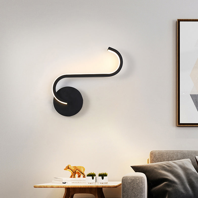 Lisslune | Circular Nightstand Wall Light Aluminum Simple LED Wall Light in Black, Warm/White Light