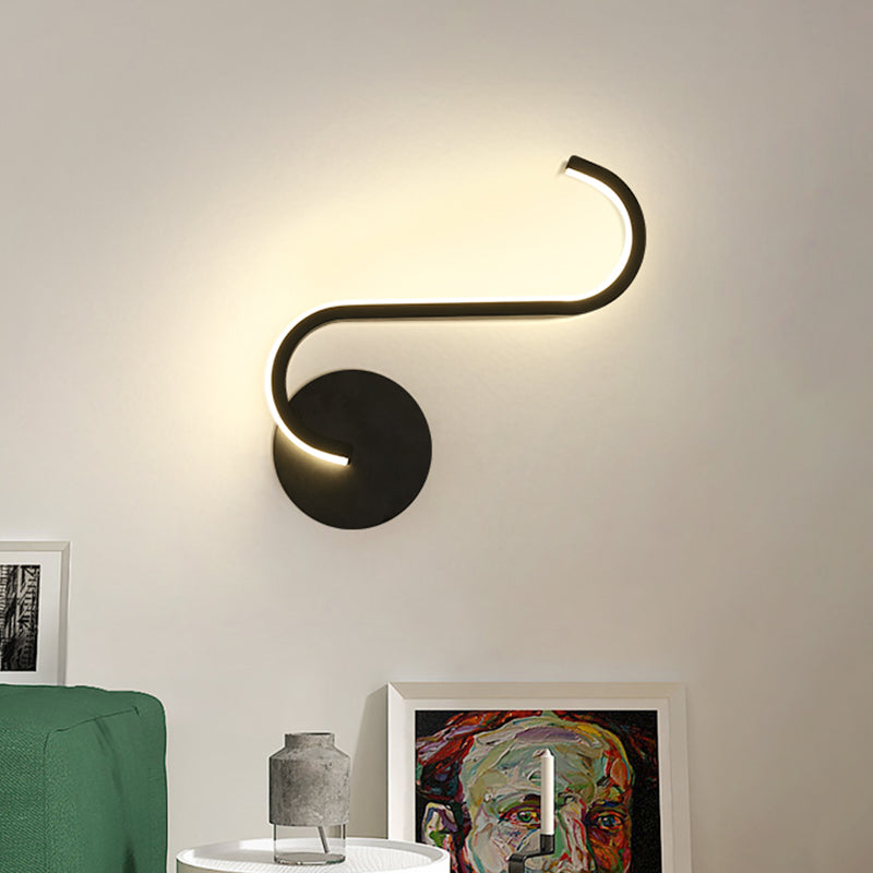 Lisslune | Circular Nightstand Wall Light Aluminum Simple LED Wall Light in Black, Warm/White Light