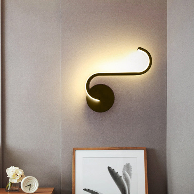 Lisslune | Circular Nightstand Wall Light Aluminum Simple LED Wall Light in Black, Warm/White Light