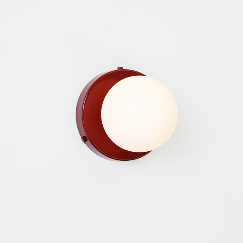 Lisslune | Macaron Globule Small Wall Spotlight Milk Glass 1 Light Bathroom Wall Lamp Fixture in Pink/Green/Burgundy