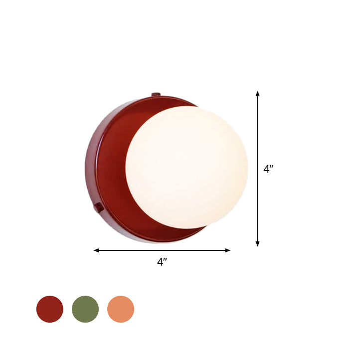 Lisslune | Macaron Globule Small Wall Spotlight Milk Glass 1 Light Bathroom Wall Lamp Fixture in Pink/Green/Burgundy