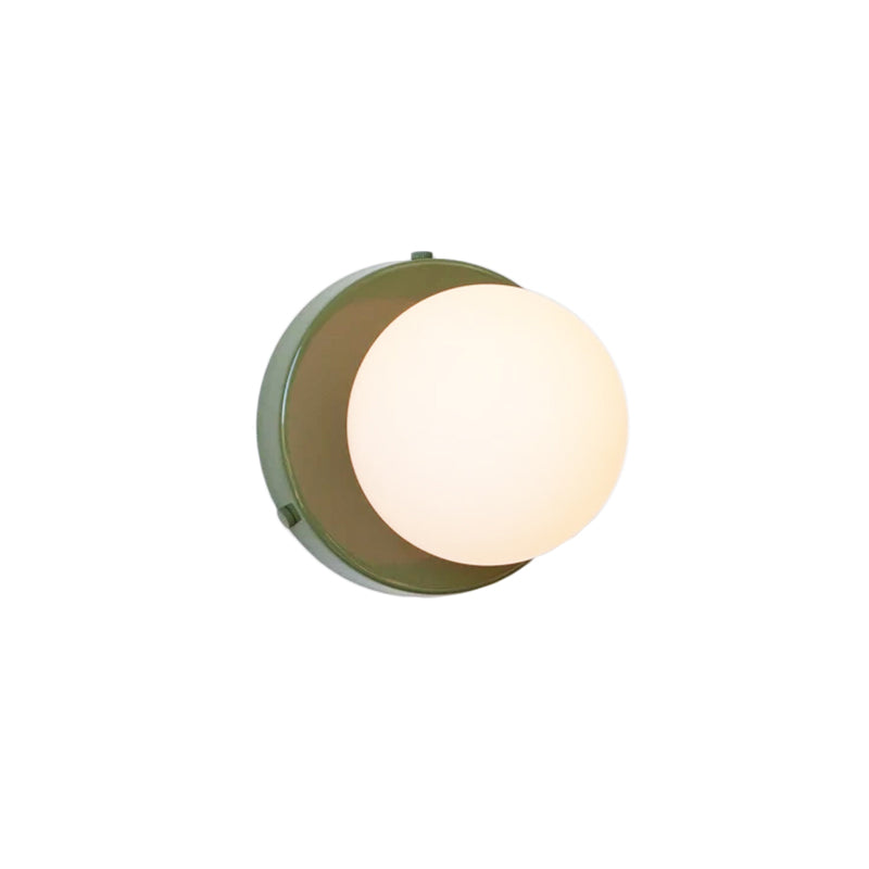 Lisslune | Macaron Globule Small Wall Spotlight Milk Glass 1 Light Bathroom Wall Lamp Fixture in Pink/Green/Burgundy