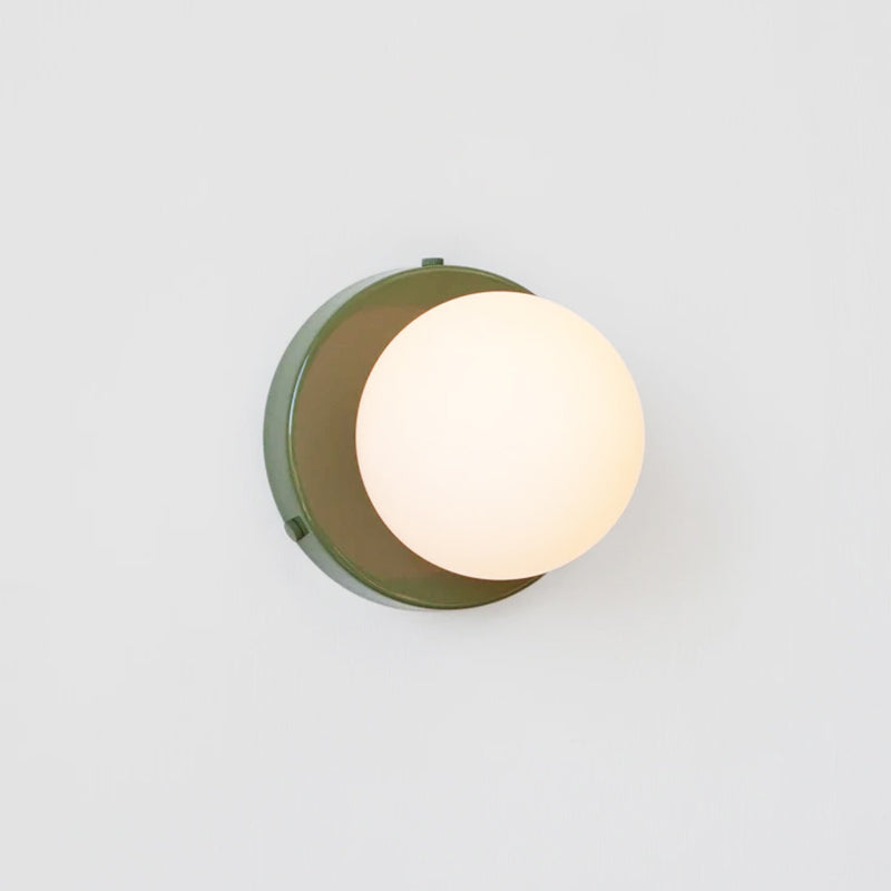 Lisslune | Macaron Globule Small Wall Spotlight Milk Glass 1 Light Bathroom Wall Lamp Fixture in Pink/Green/Burgundy