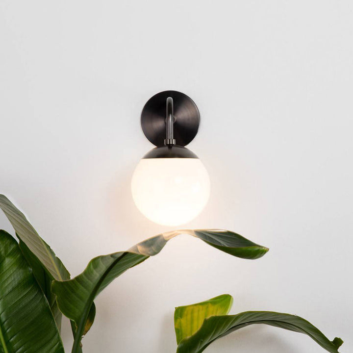 Lisslune | Black Bow Small Wall Lamp Simple Single Opal Frosted Glass Wall Mounted Light