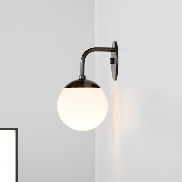 Lisslune | Black Bow Small Wall Lamp Simple Single Opal Frosted Glass Wall Mounted Light