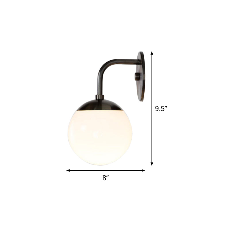 Lisslune | Black Bow Small Wall Lamp Simple Single Opal Frosted Glass Wall Mounted Light