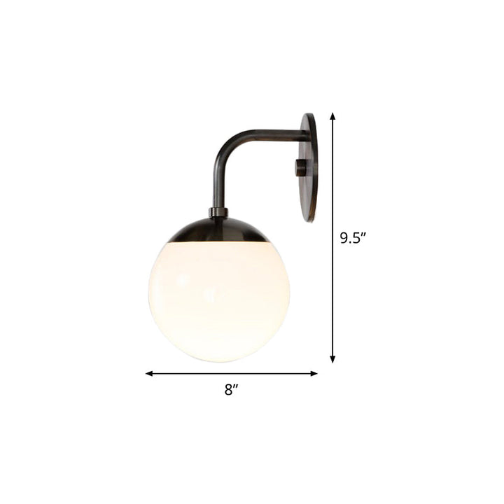 Lisslune | Black Bow Small Wall Lamp Simple Single Opal Frosted Glass Wall Mounted Light