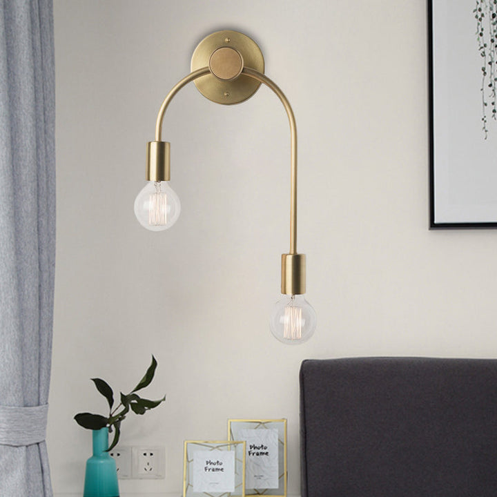 Skørter | Swoop Arm Iron Wall Mounted Lamp Minimalistic 2-Light Black/Gold Wall Light with Free Lamp Design