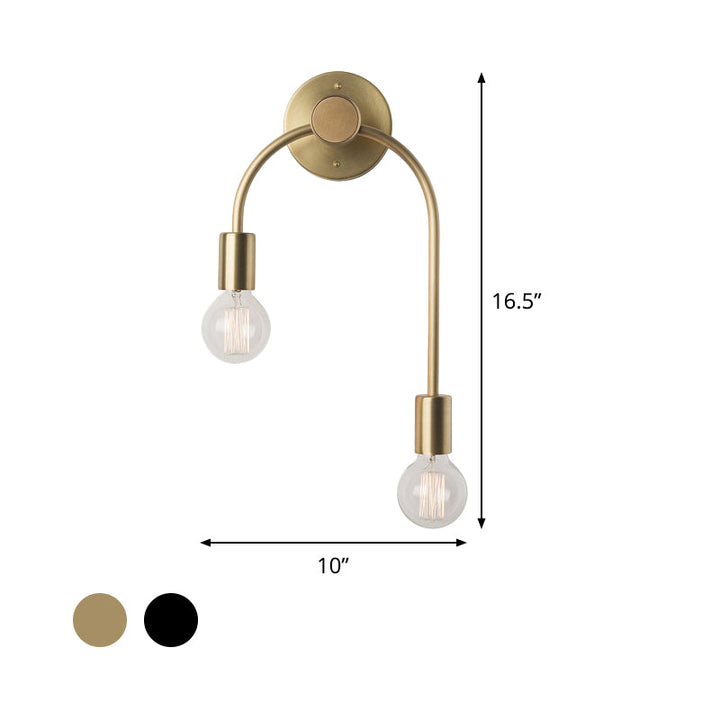Skørter | Swoop Arm Iron Wall Mounted Lamp Minimalistic 2-Light Black/Gold Wall Light with Free Lamp Design