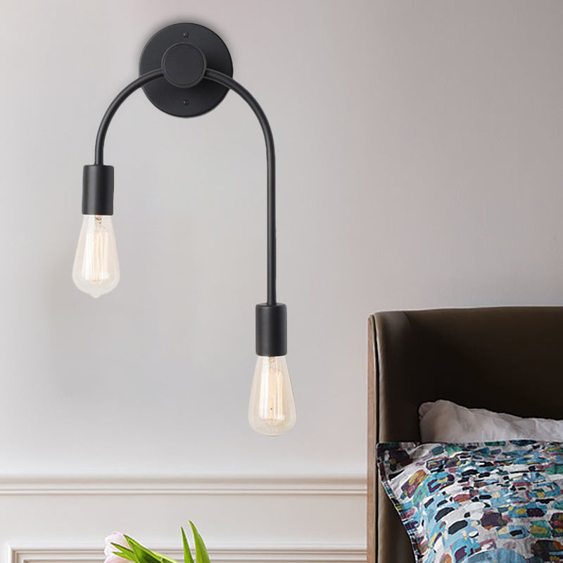 Skørter | Swoop Arm Iron Wall Mounted Lamp Minimalistic 2-Light Black/Gold Wall Light with Free Lamp Design