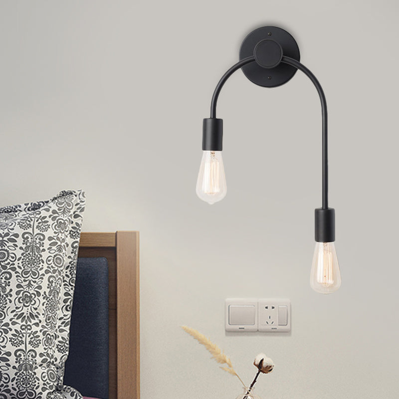 Skørter | Swoop Arm Iron Wall Mounted Lamp Minimalistic 2-Light Black/Gold Wall Light with Free Lamp Design