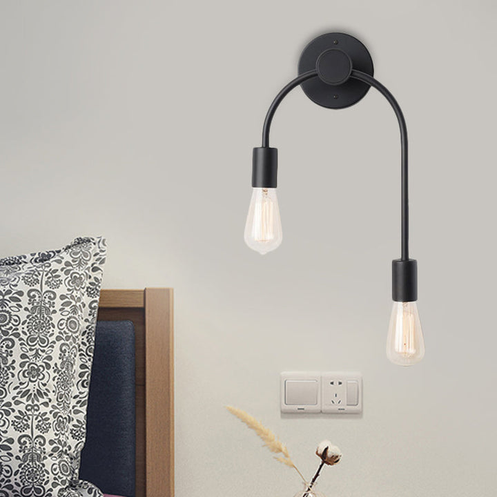 Skørter | Swoop Arm Iron Wall Mounted Lamp Minimalistic 2-Light Black/Gold Wall Light with Free Lamp Design