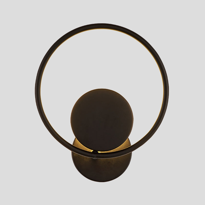 Lisslune | Halo Ring Metallic Wall Light Minimalist Black Integrated LED Wall Mounted Lamp in Warm/White Light