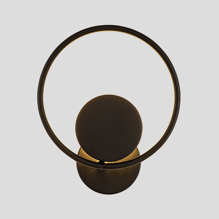 Lisslune | Halo Ring Metallic Wall Light Minimalist Black Integrated LED Wall Mounted Lamp in Warm/White Light
