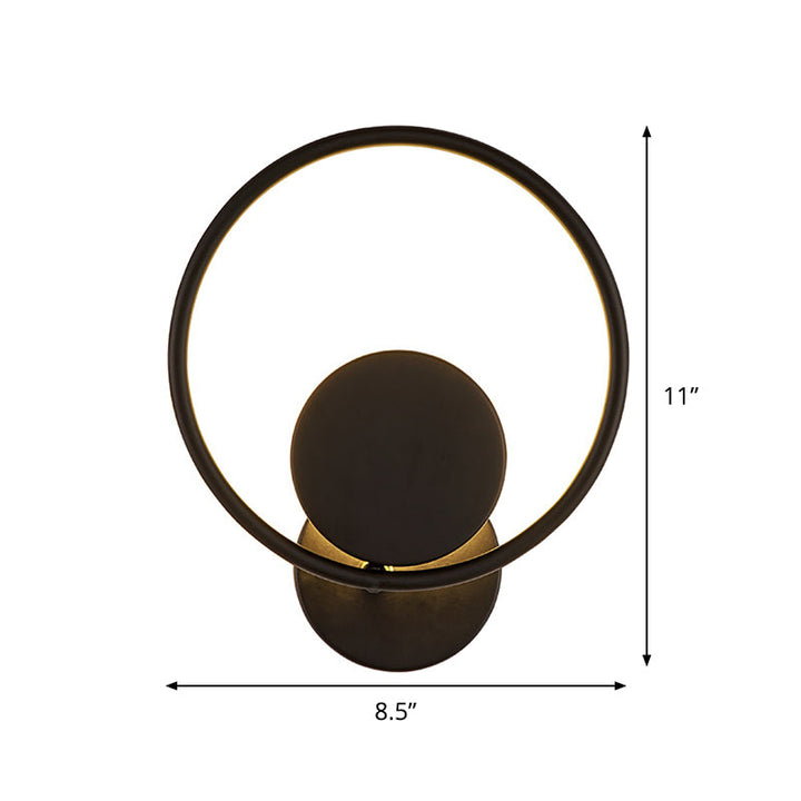 Lisslune | Halo Ring Metallic Wall Light Minimalist Black Integrated LED Wall Mounted Lamp in Warm/White Light